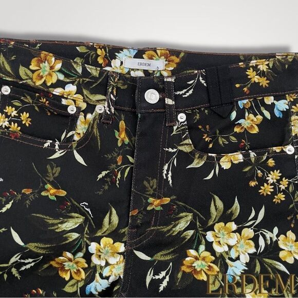 ERDEM **NWT** Oliver Kallmus Floral-Print Straight Leg Jeans in Black - Picture 12 of 16
